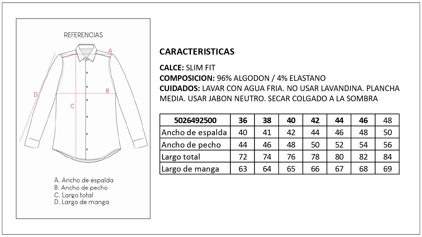Tabla de Medidas Camisas Britches